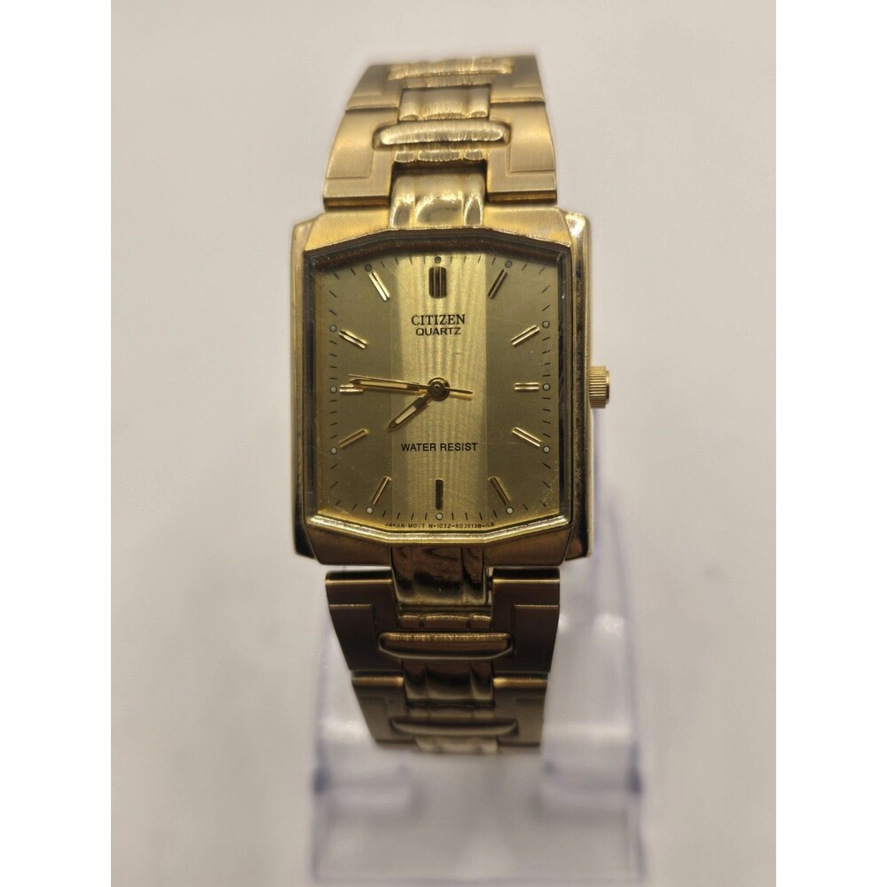 Citizen Gold Tone Stainless Steel 25.5mm Watch. 8" Band. New Battery. VGC.